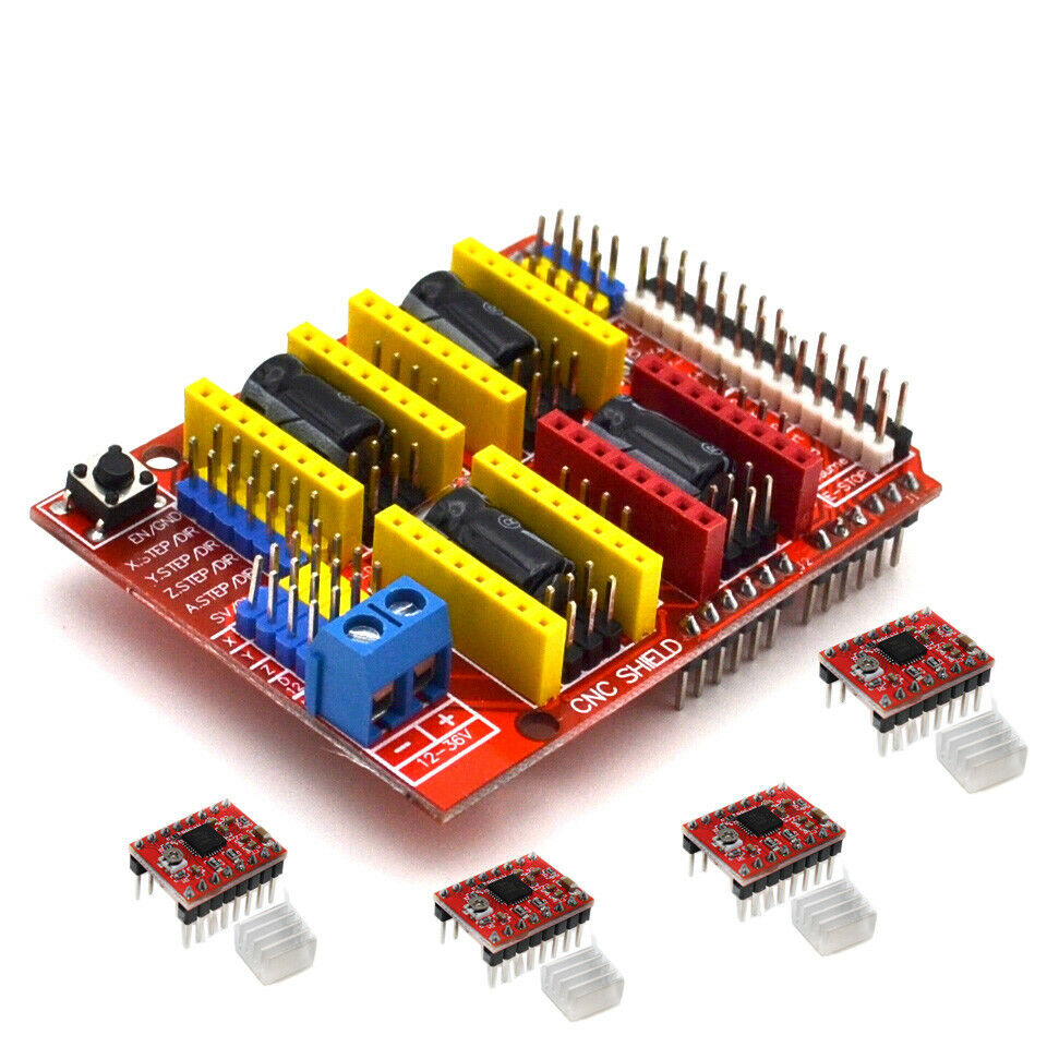 Cnc Shield Board + A4988 Stepper Motor Driver For Arduino V3 Engraver 3d Printer Red