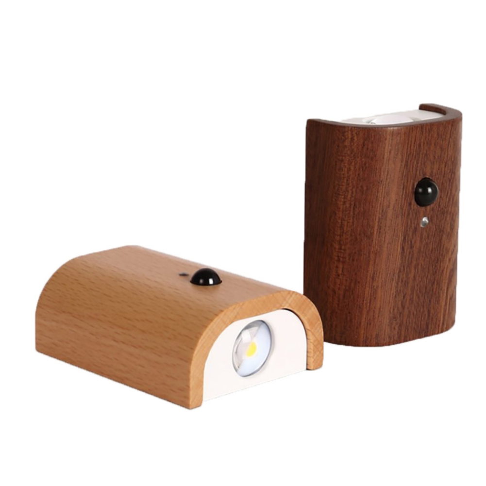 0.4W LED Wall Lamp USB Rechargeable Motion Sensor Magnetic Wood Grain Night Lights Wall Light Fixtures For Bedroom Kitchen Corridor Stairs Lighting