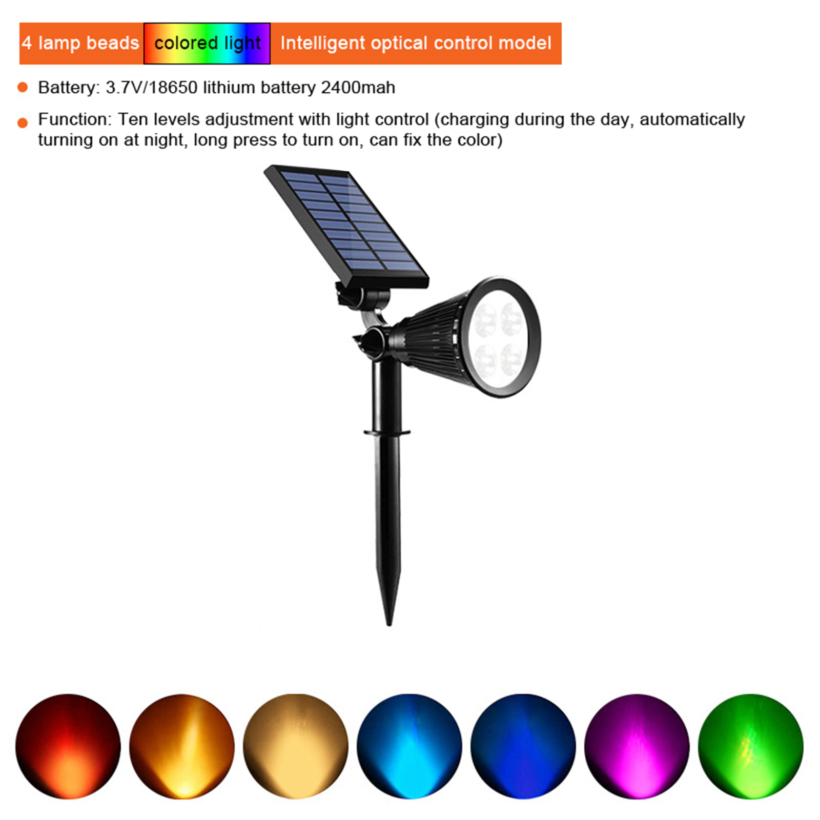 0.5w Outdoor Led Solar Spot Lights With 2200mah Large Capacity Battery Landscape Lights For Fence Pathway Trees Garden Yard