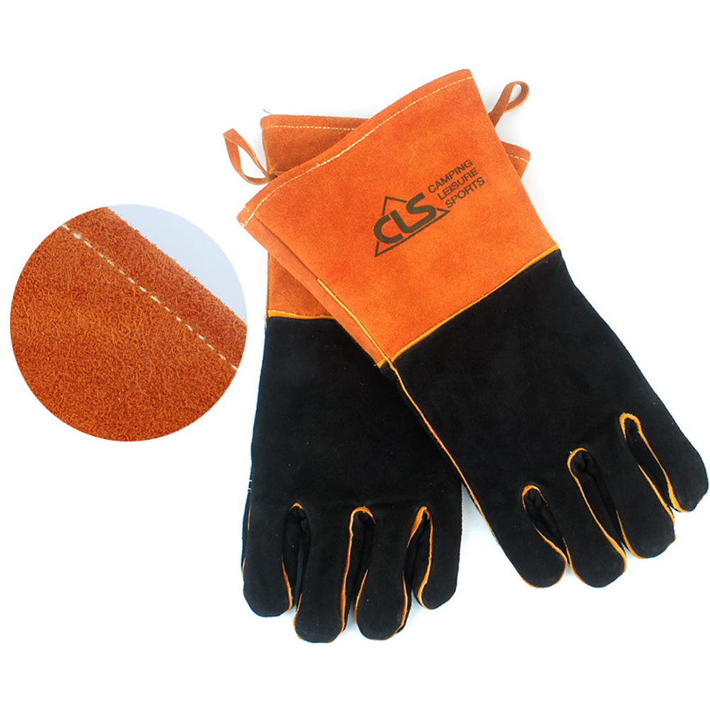 1 Pair Bbq Gloves Thickened Lengthened High Temperature Resistant Outdoor Barbecue Protective Gloves