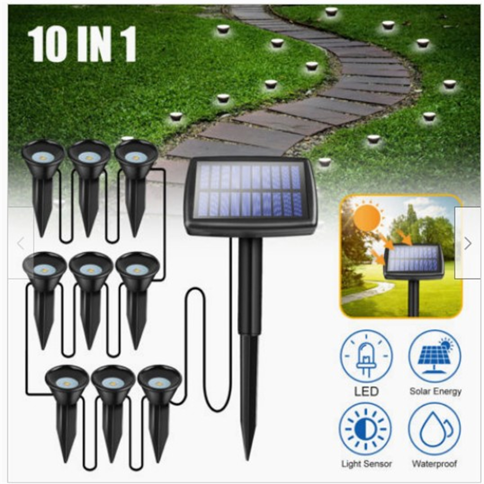 10 In 1 Solar Led Spot Light 500mah Battery Landscape Lamps For Outdoor Gardens Courtyards Lawns Decor