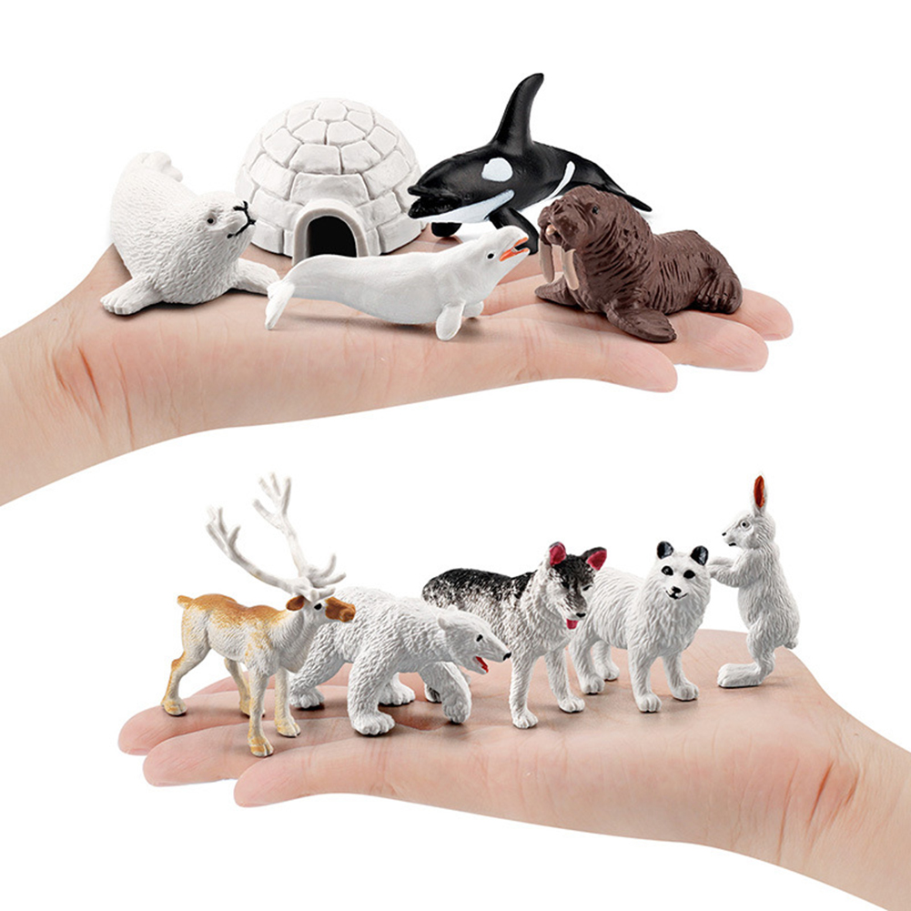 10 Pcs/bag Arctic  Animals  Model Polar Animal Action Figures Miniature Lovely Kid Toy Ornaments