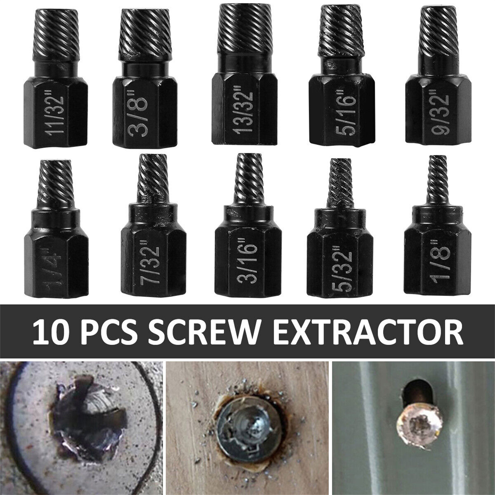 10Pcs Screw Extractor Alloy Steel Damaged Screw Remover Set For Broken Rounded Off Painted Over Rusted Tight Bolts