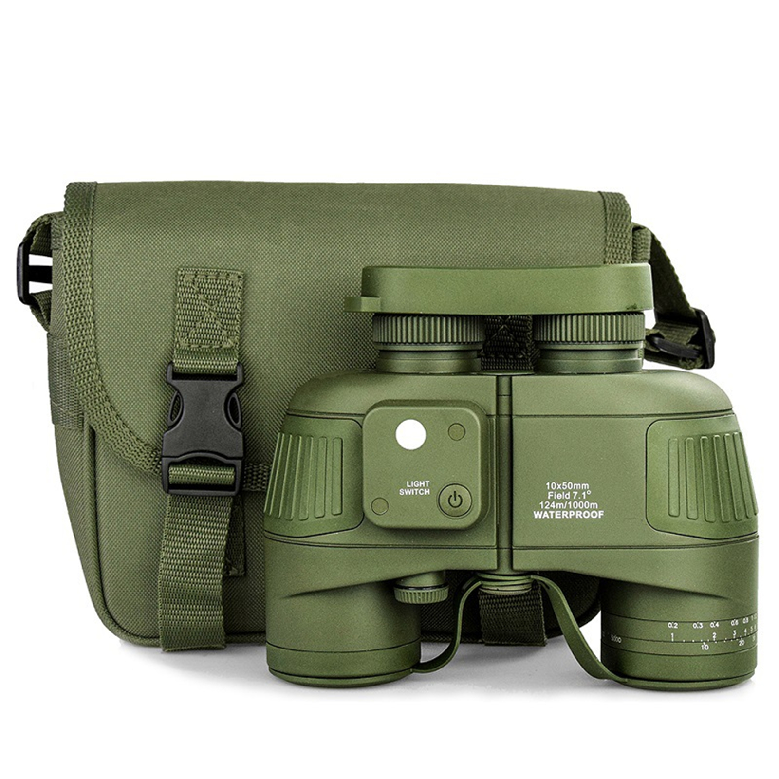 10×50 Binoculars High-power Hd with Compass Infrared Ranging Nitrogen-filled Waterproof Telescope Army Green