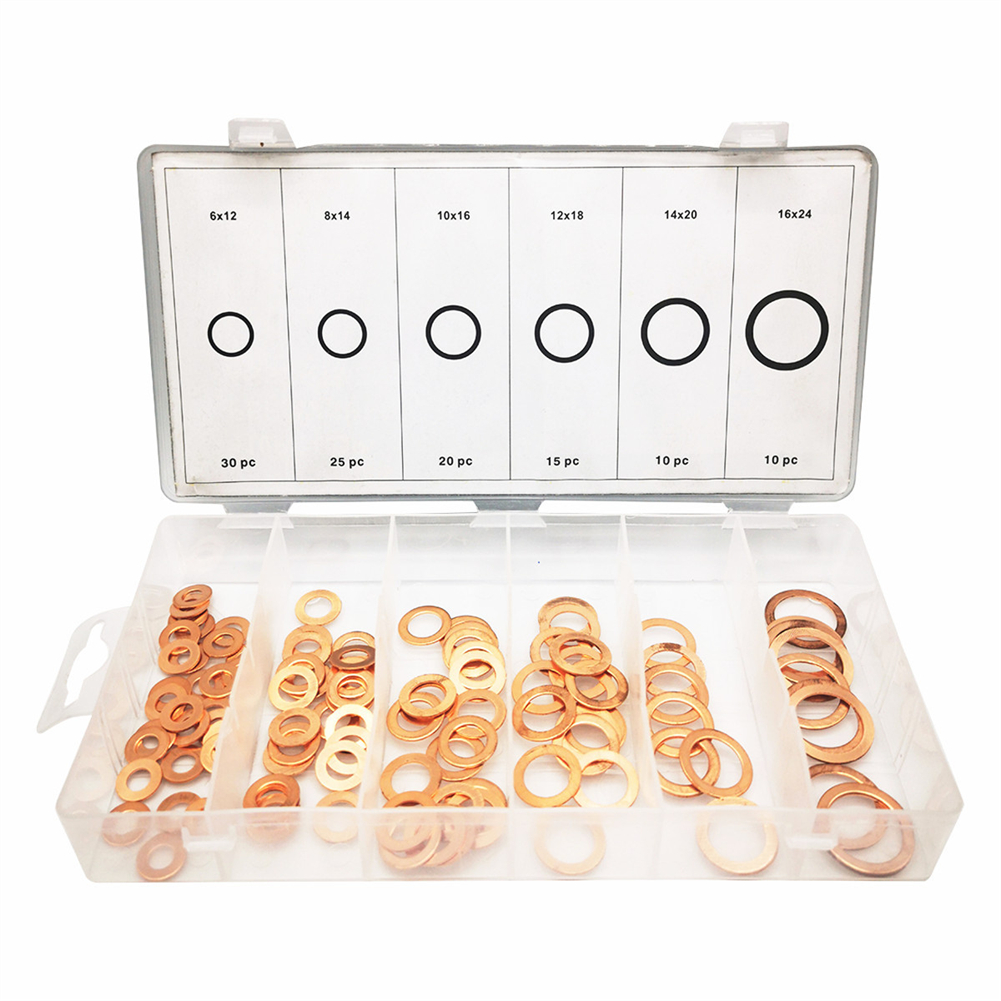 110pcs Copper Sealing Ring Washer Combination Kit Oil Seal Gasket O-ring Washer For Sump Plugs Hydraulic Fittings