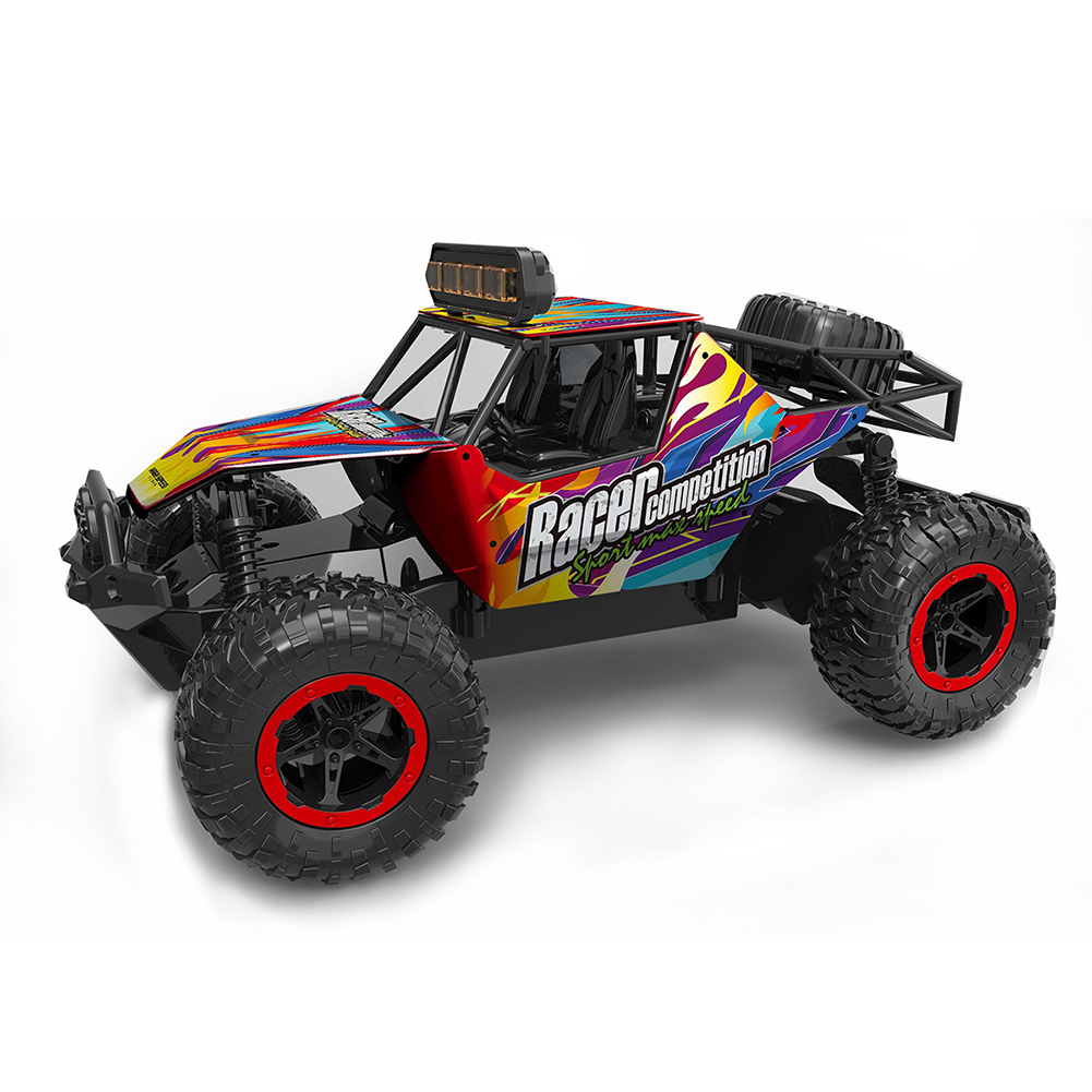 1:16 2.4G RC Climbing Car with Lights Throttle 2WD Big-foot High-speed RC Car Model Toys