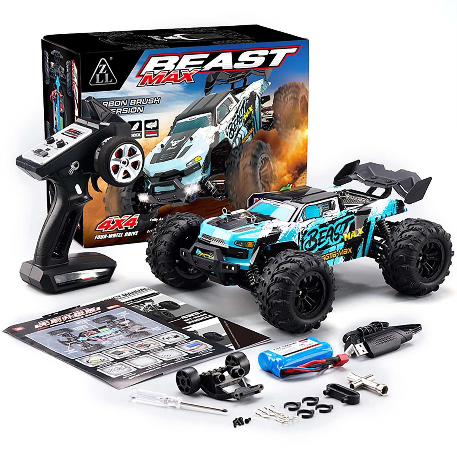 1:16 Scale Remote Control Car Brushless 4wd Off-Road Vehicle High-Speed Car Model Toys for Boys Gifts