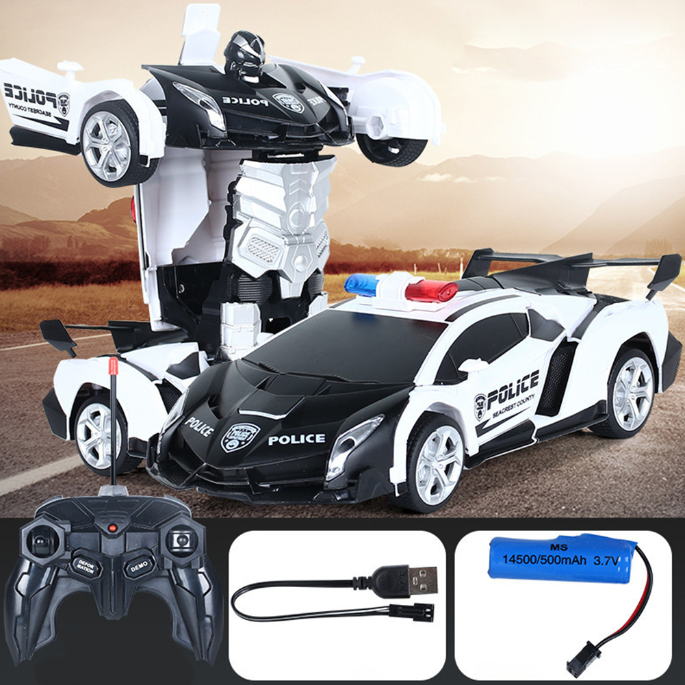 1:18 Remote Control Car Electric One-button Deformation Simulation Car Model 278 Rechargeable Frosted Blue and Black