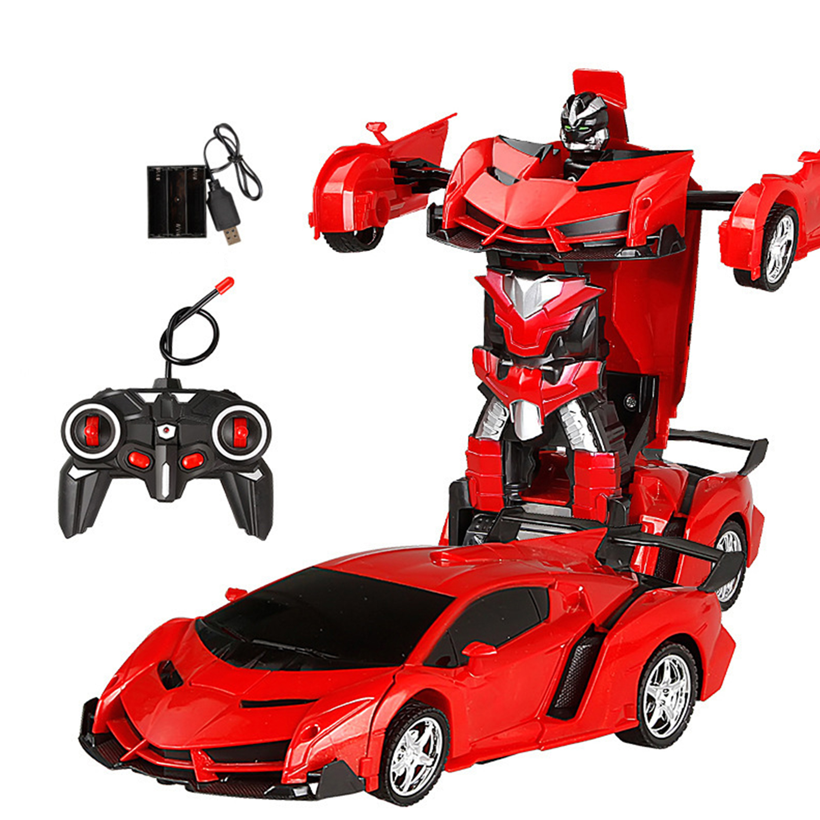 1:18 Remote Control Transforming Car One-button Deformation Robot Cars Toys for 3-11 Years Old Kids Red