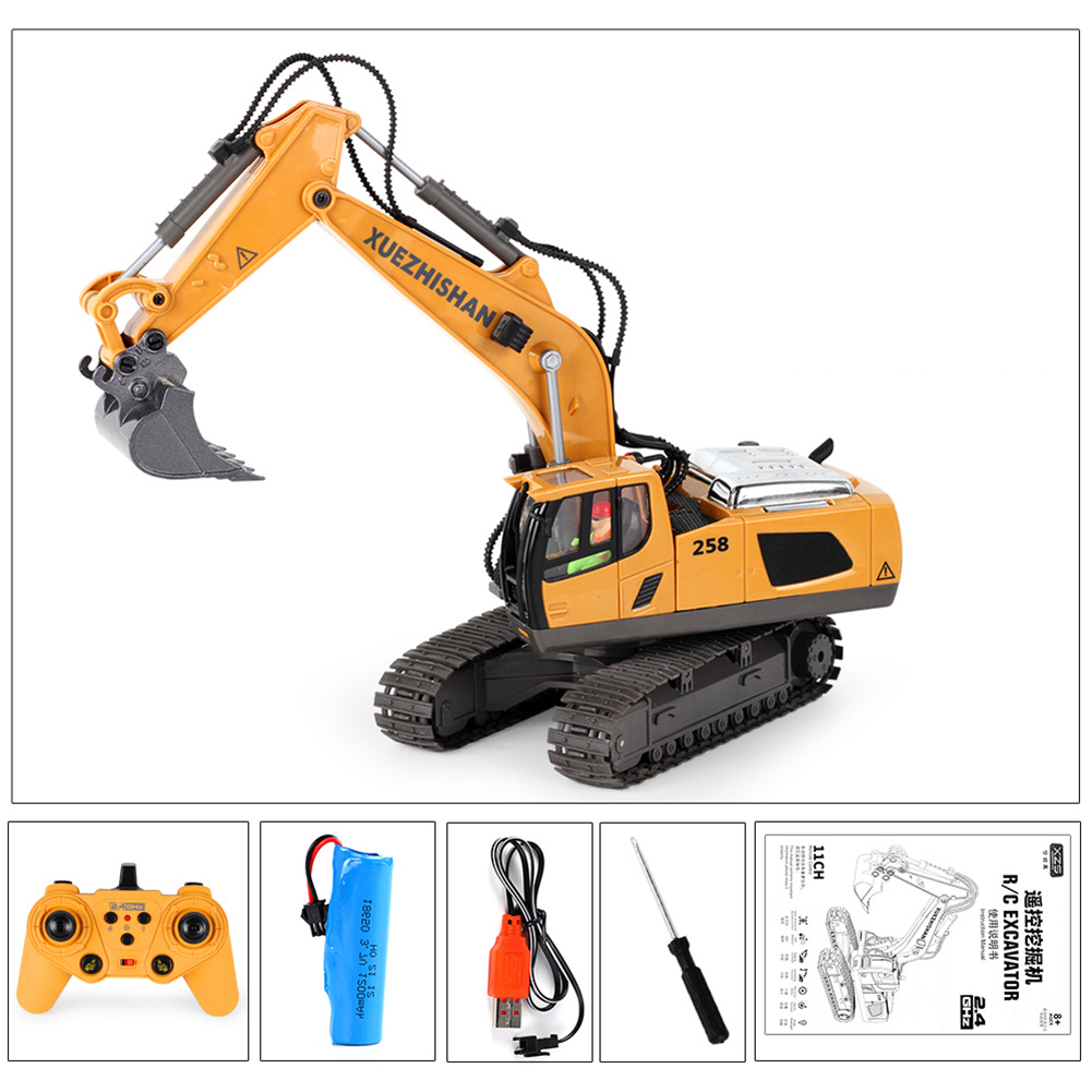 1:20 Remote Control Engineering Car Toy Rechargeable 11 Channels Simulation Excavator RC Car for Children Gifts