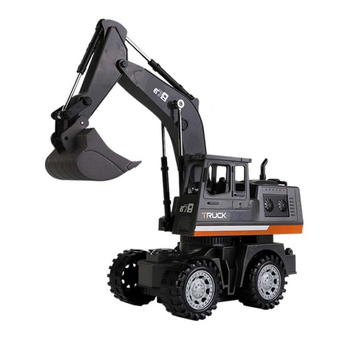 1:20 Simulation Excavator RC Car 5-channel Electric Alloy Engineering Vehicle with Light Sound Effect Dark Grey