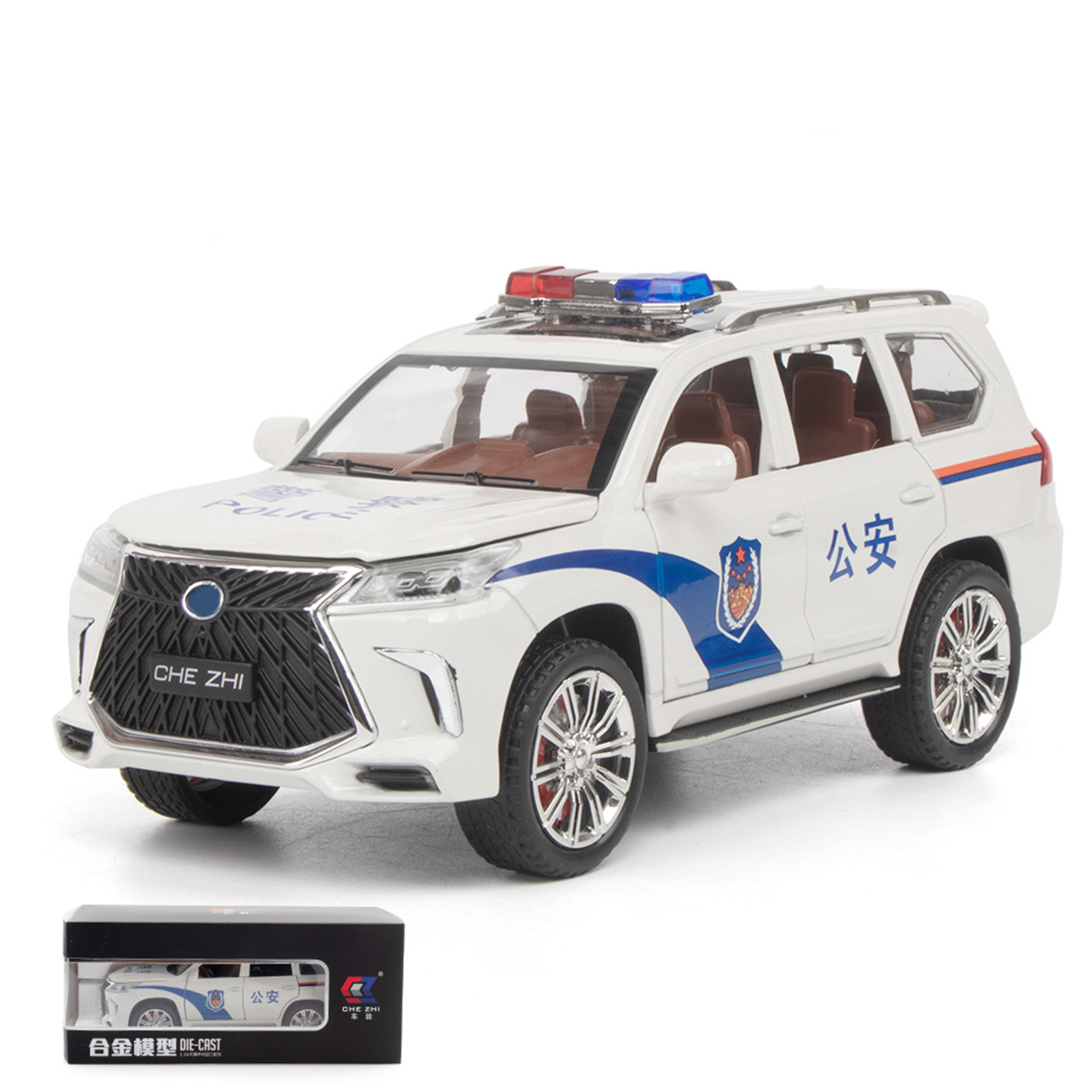 1/24 Diecast Off-Road Vehicle Model Simulation Alloy Pull Back Car with Sound Light Toys for Birthday Gifts
