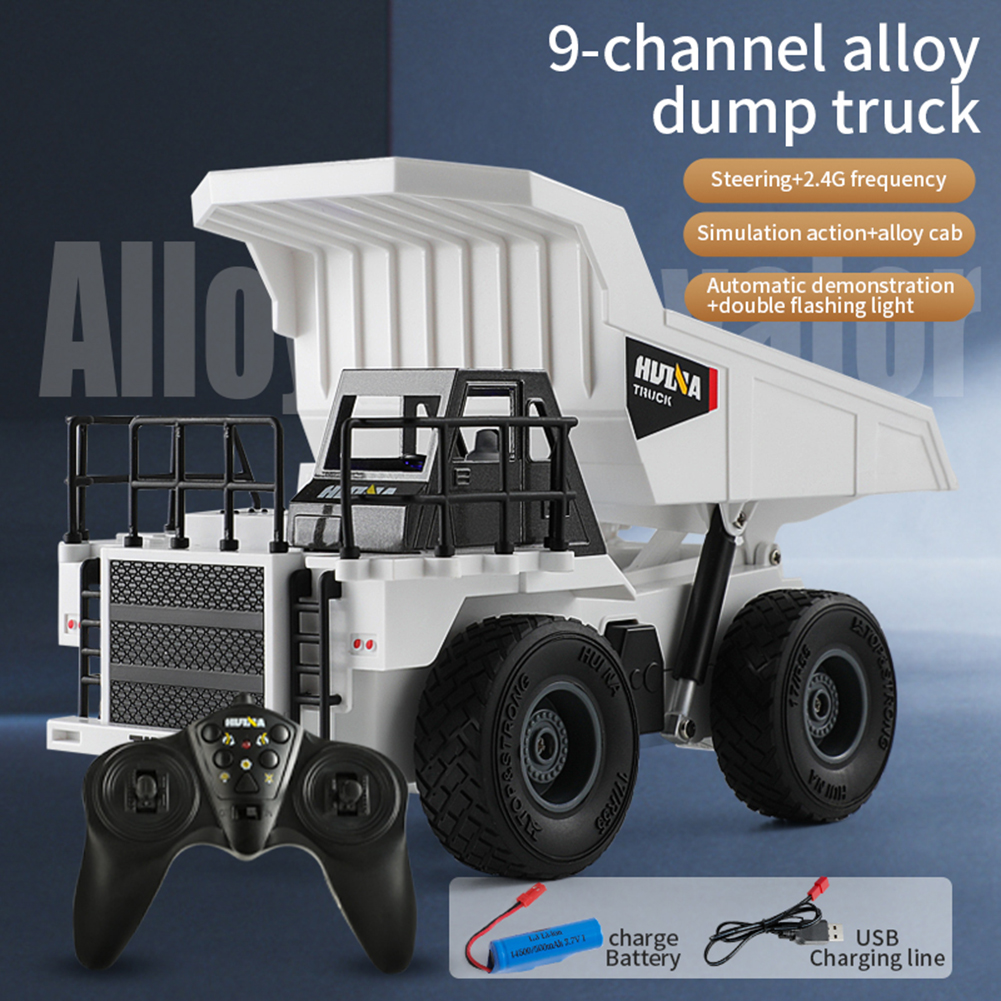 1:24 RC Alloy Engineering Vehicle 9-channel Simulation Excavator Dump Truck Model