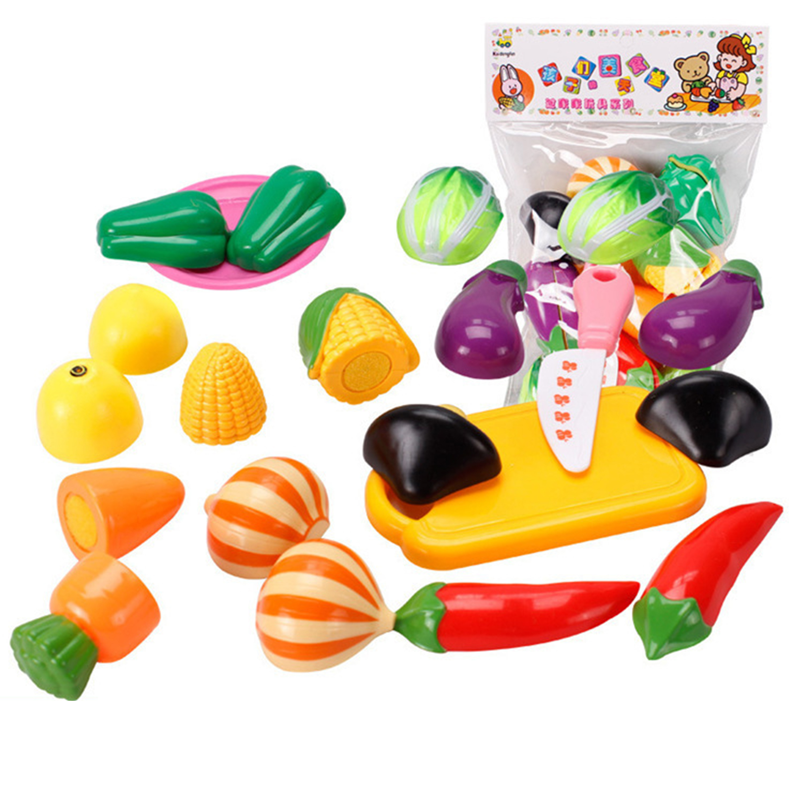 13 Pieces Kitchen Cutting Fruit Vegetables Playset Pretend Play Food Cutting Toys Educational Play Food Set Gifts For Boys Girls