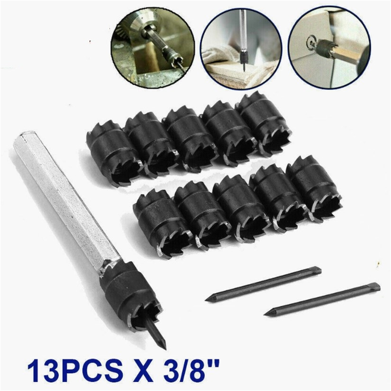 13pcs 3/8" Spot Weld Drill Bits High Hardness Wear Resistant Metal Hole Cutter Remover Kit Power Tool Accessories 13PCS