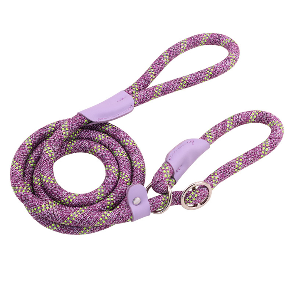 150cm Adjustable Pet Walking Training Leash Wear-resistant Reflective Leads Rope For Medium Large Dogs Purple Leather Green + Purple M-medium-sized dog