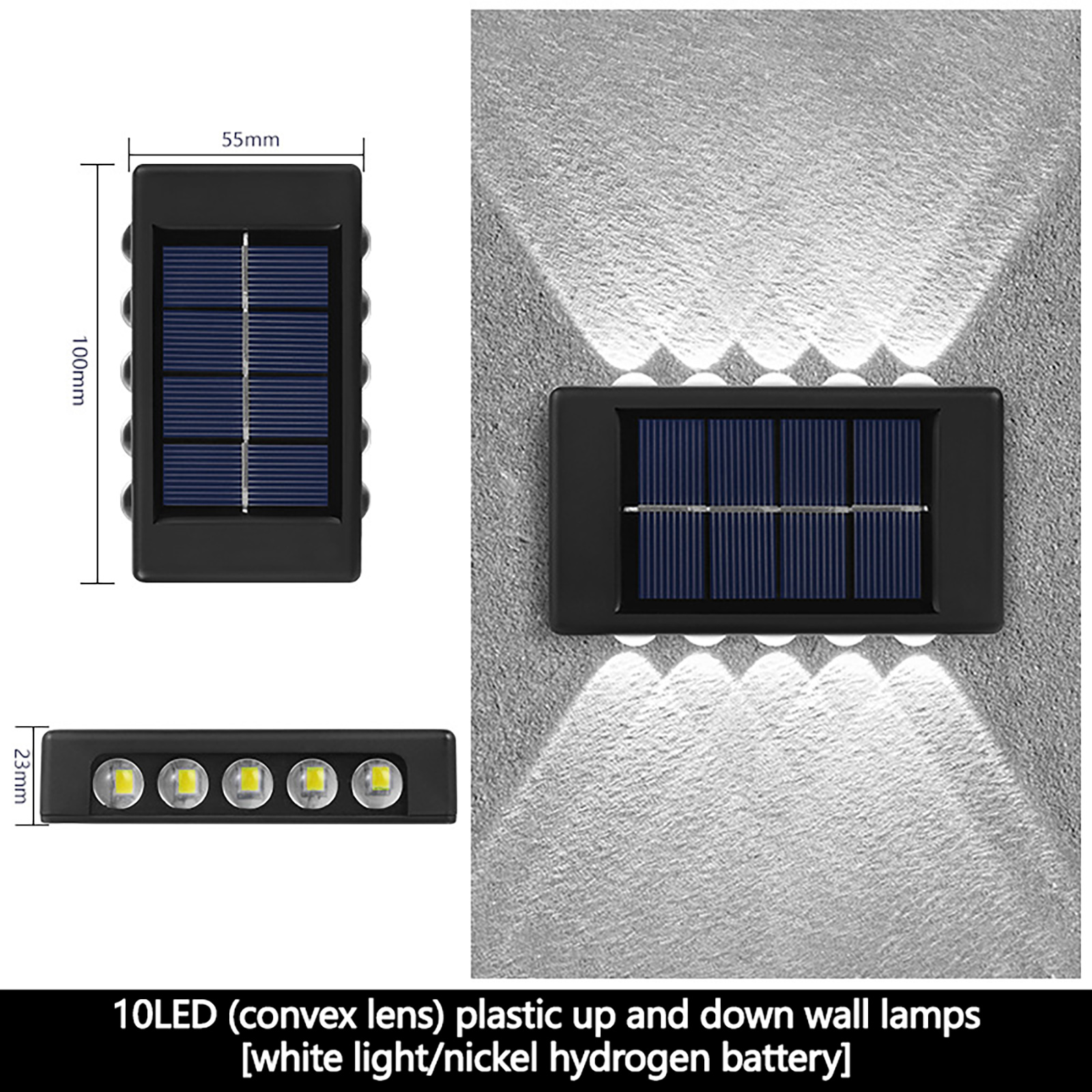 2 Pack Solar Up Down Wall Lights Outdoor Sconce IP65 Waterproof Solar Fence Light For Home Garden Porch Decoration warm light 4LED