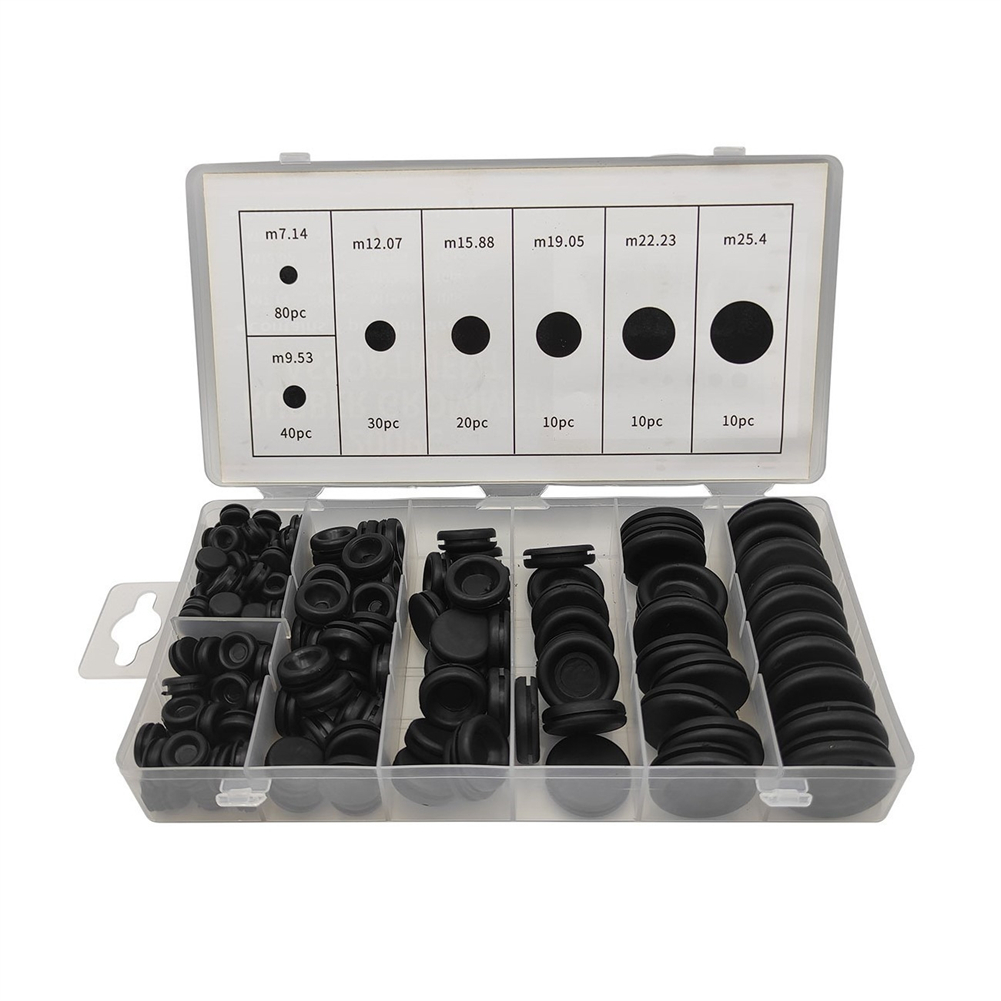 200pcs Rubber Grommets Assortment Set Single-sided Firewall Hole Plug Coil Guard Protector Ring Combination Kit