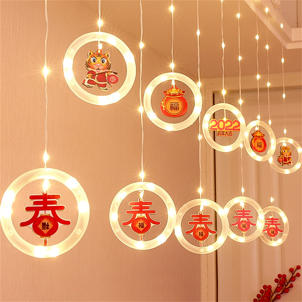 2022 Spring Festival Decoration Light  String New Year Window Curtain Wishing Ring Lamp Bedroom Terrace Corridor Decoration