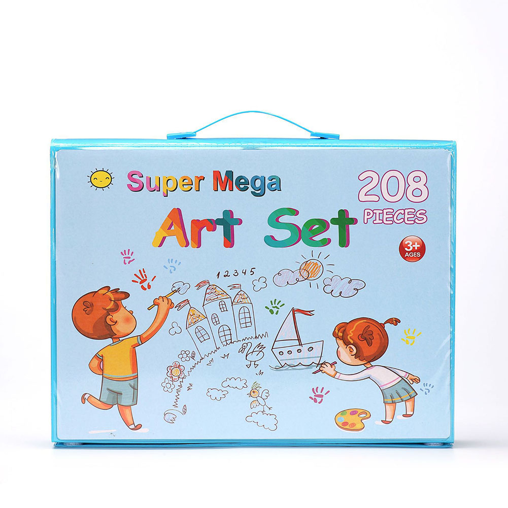 208Pcs Kids Drawing Kit Cartoon Design Assorted Bright Colors Multi Purpose Colored Crayon For Coloring Painting