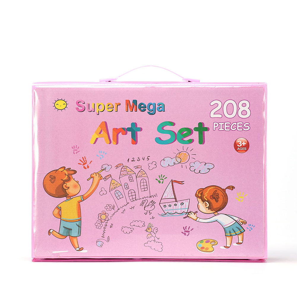 208Pcs Kids Drawing Kit Cartoon Design Assorted Bright Colors Multi Purpose Colored Crayon For Coloring Painting