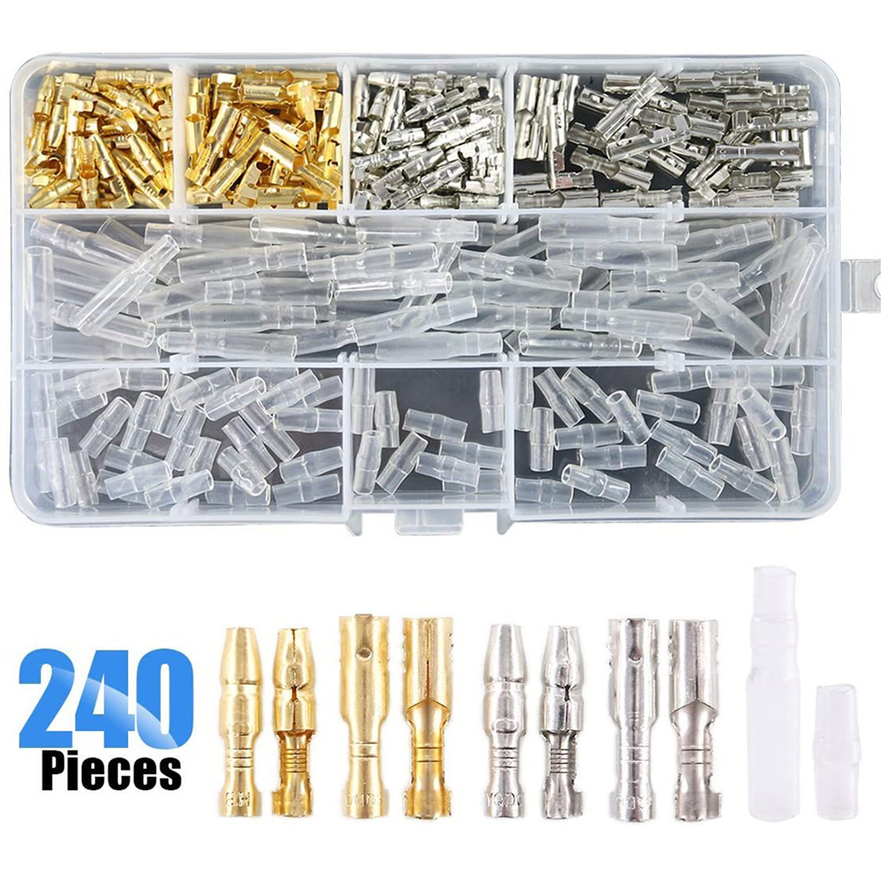 240pcs 3.9mm Connectors Kit Cold-pressed Wiring Plug-in Terminal With Reed Insert Sheath Insulation Cover