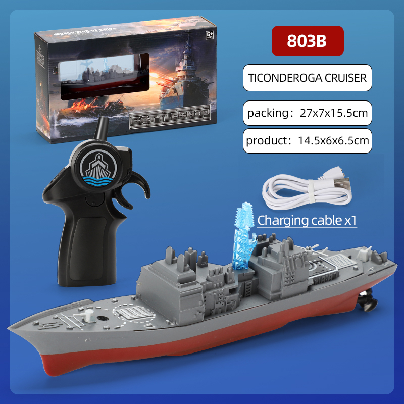 2.4g Remote Control Mini Boat Rechargeable Simulation Warship Summer Water Toys for Children Birthday Gifts