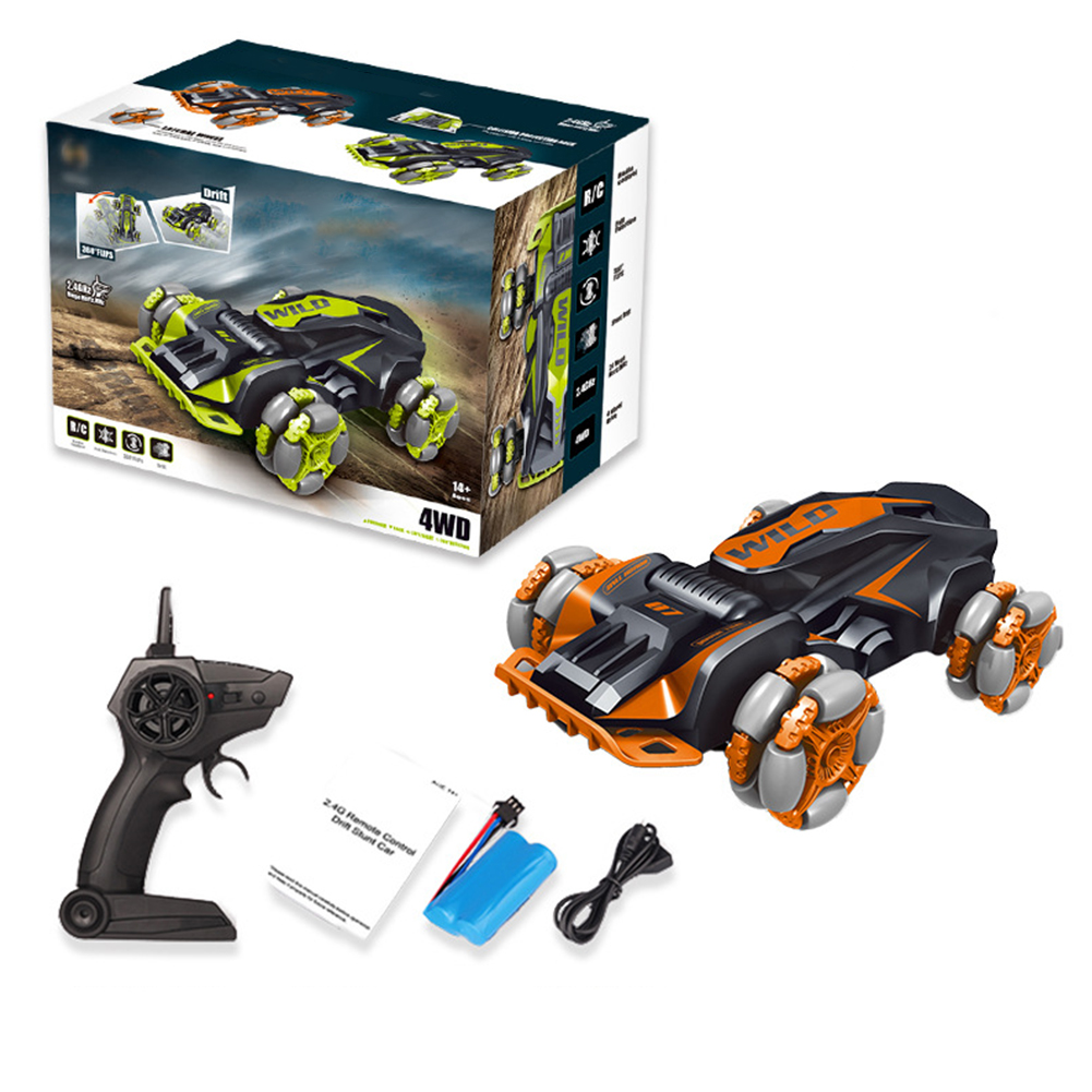 2.4g Wireless Remote Control Car High-speed Off-road Vehicle Electric Stunt Lateral Drift Car for Boys Gifts Orange