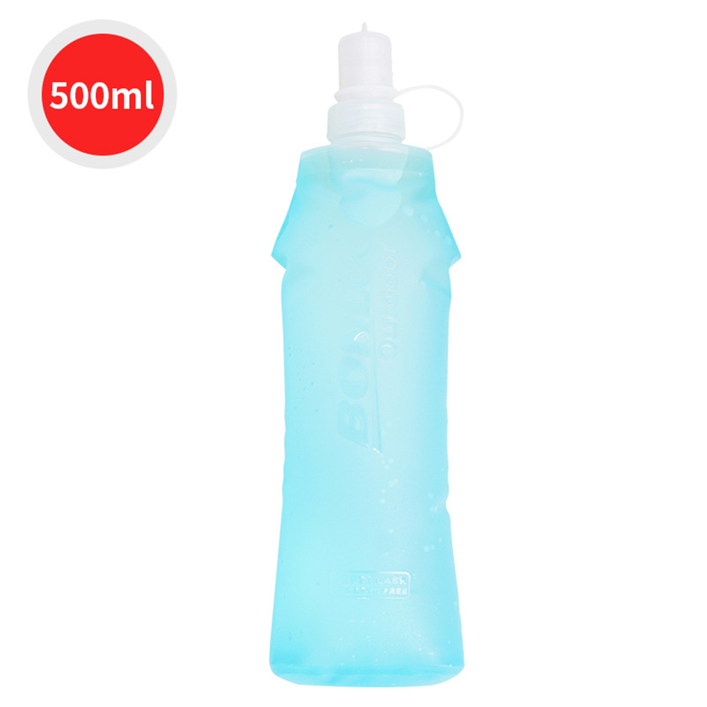250ml/500ml Soft Folding Water Bottle With Lid Lightweight Collapsible Water Bag For Outdoor Running Sports