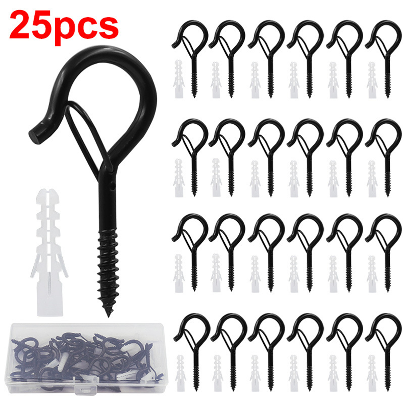 25pcs Q-type Hook with Spring Buckle Load-bearing 10kg Anti-shedding Safety Sheep Eye Nail Hook