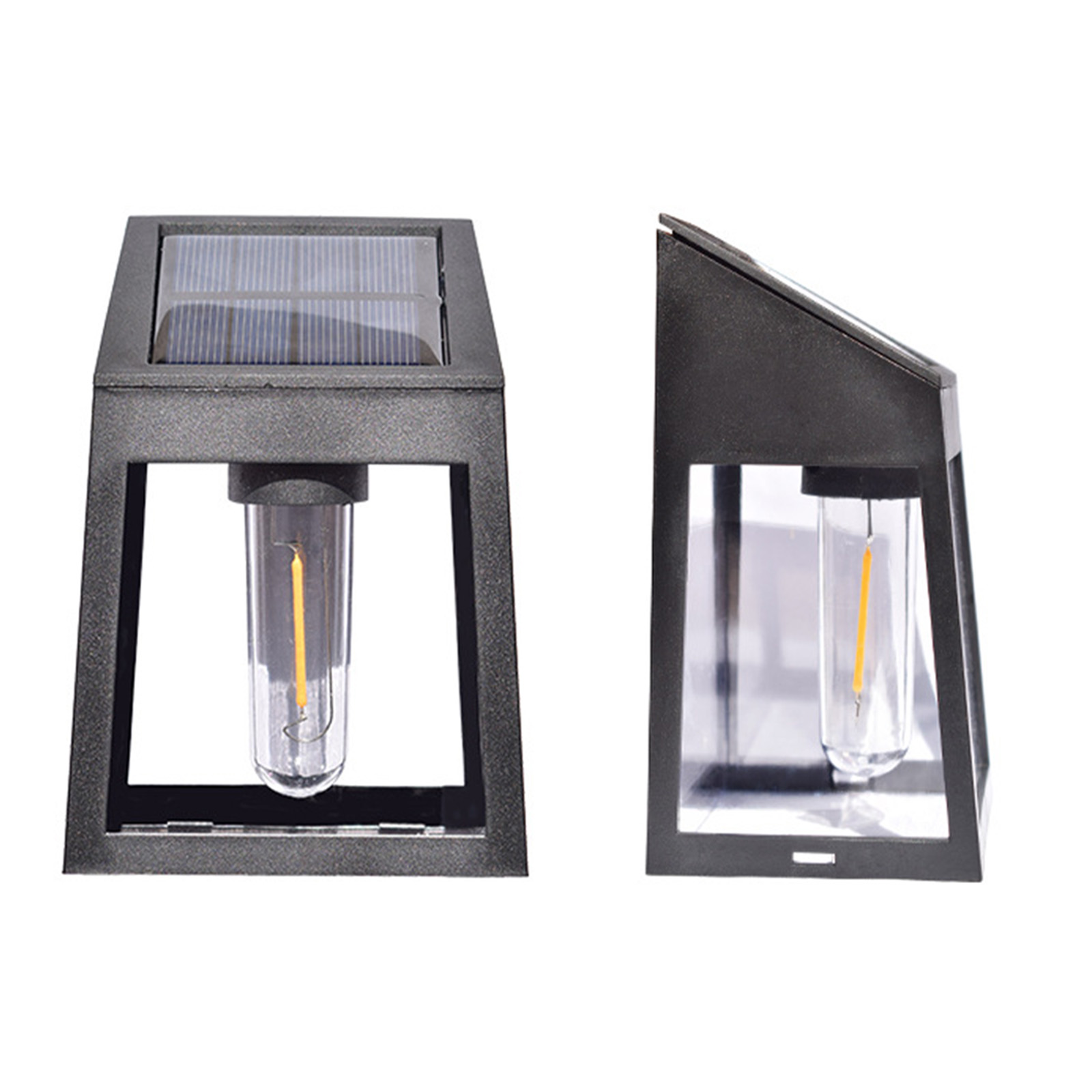 2pcs Outdoor LED Solar Wall Lamp With Solar Panel IP65 Waterproof Auto On/off Modern Minimalist Wall Light Fixtures