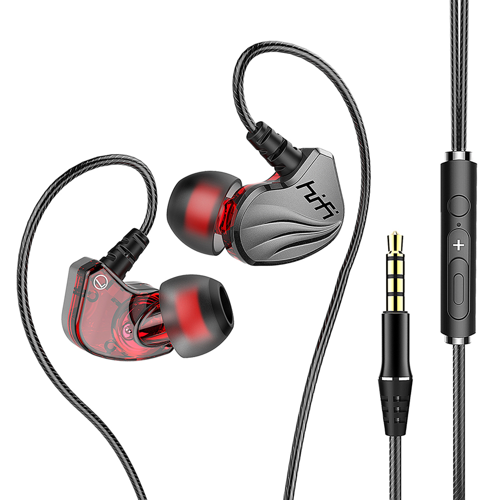 3.5mm Sports Earphones In-ear Wired Gaming Earbuds Stereo Music Headphone for Computer Phones Tablets Gun Color