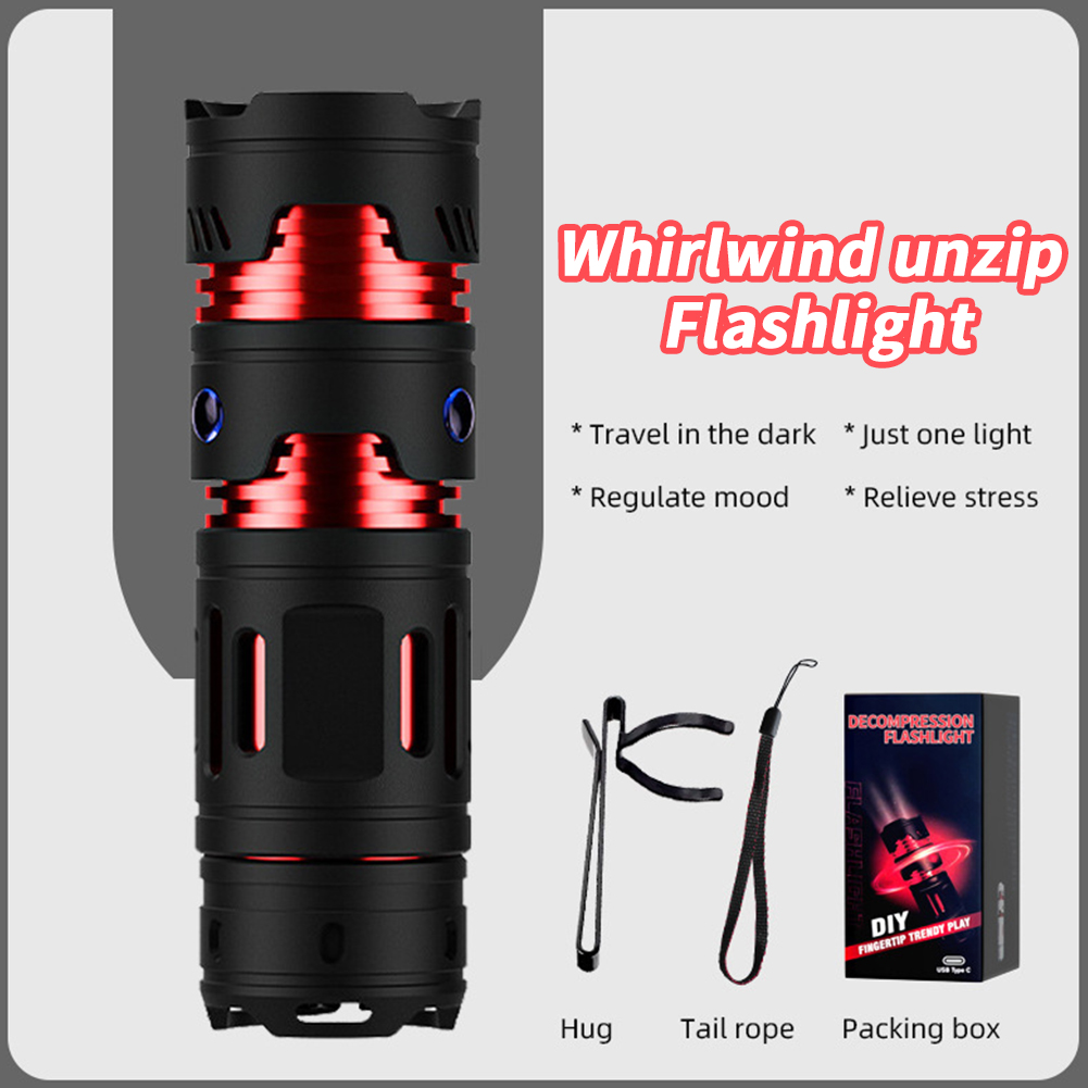 3W LED Mini Flashlight Spinning Gyro 5200LM Super Bright Rechargeable Strong Light Aluminum Alloy Torch Camping Lantern