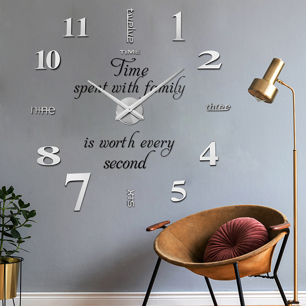 3d Diy Sticker Wall Clock Silent Non-ticking Retro Wall Clock Home Office Decor Gift 37 Inches (70-90cm)