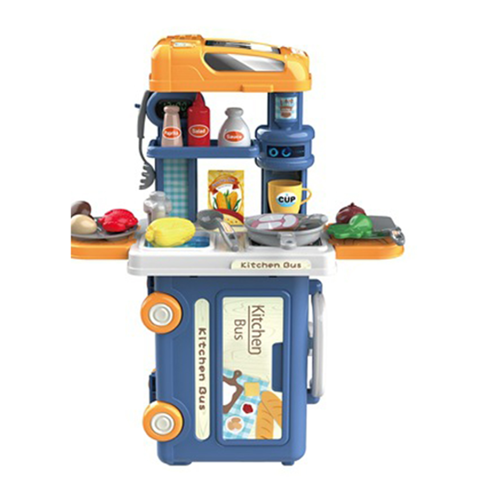 3-in-1 Children Bus Pretend Play Playset Simulation Doctor Kitchen Supermarket Makeup Kit Educational Toy For Kids Xmas Gifts