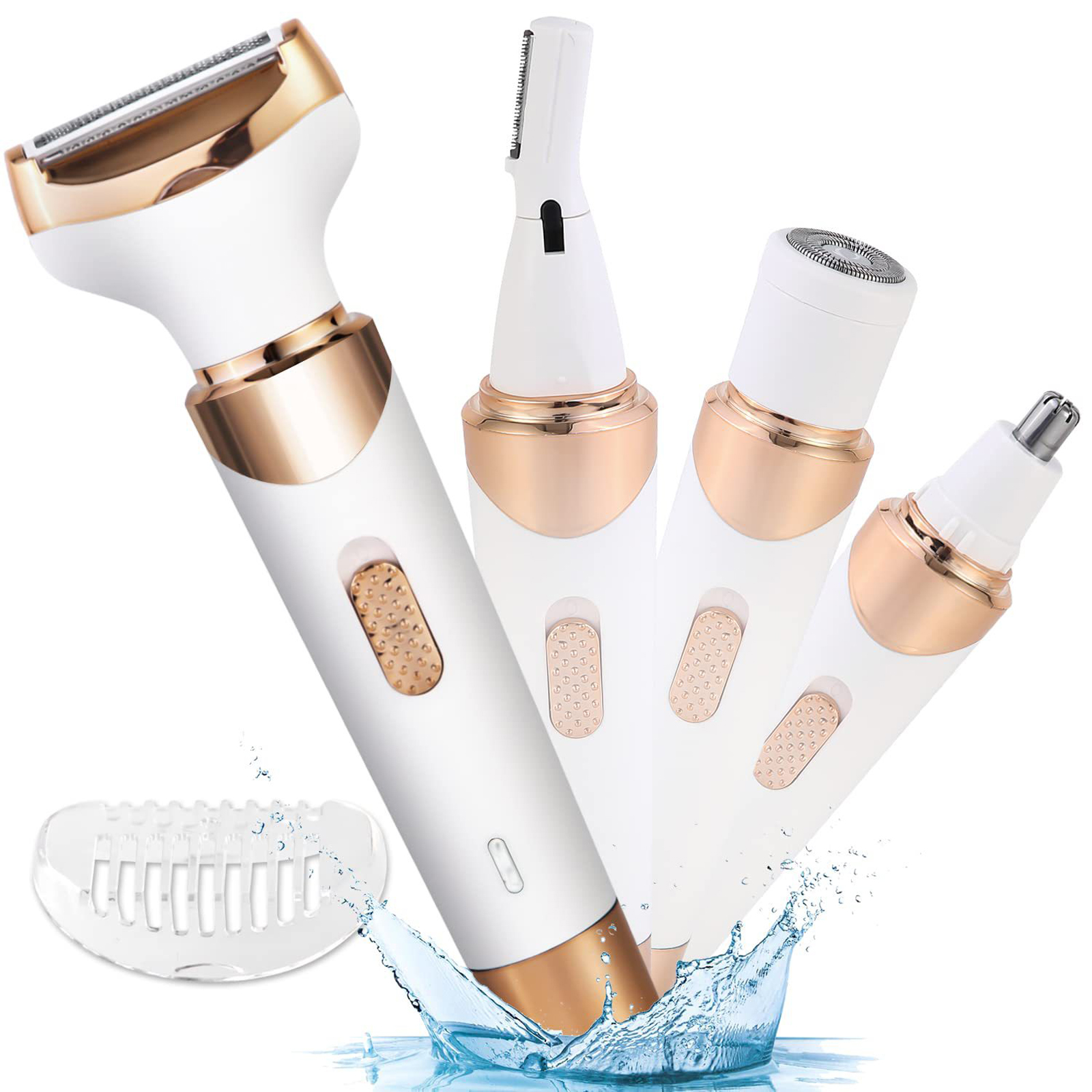 4-in-1 Women Hair Trimmer Painless Waterproof Usb Rechargeable Electric Razor for Nose Ear Eyebrow Arms