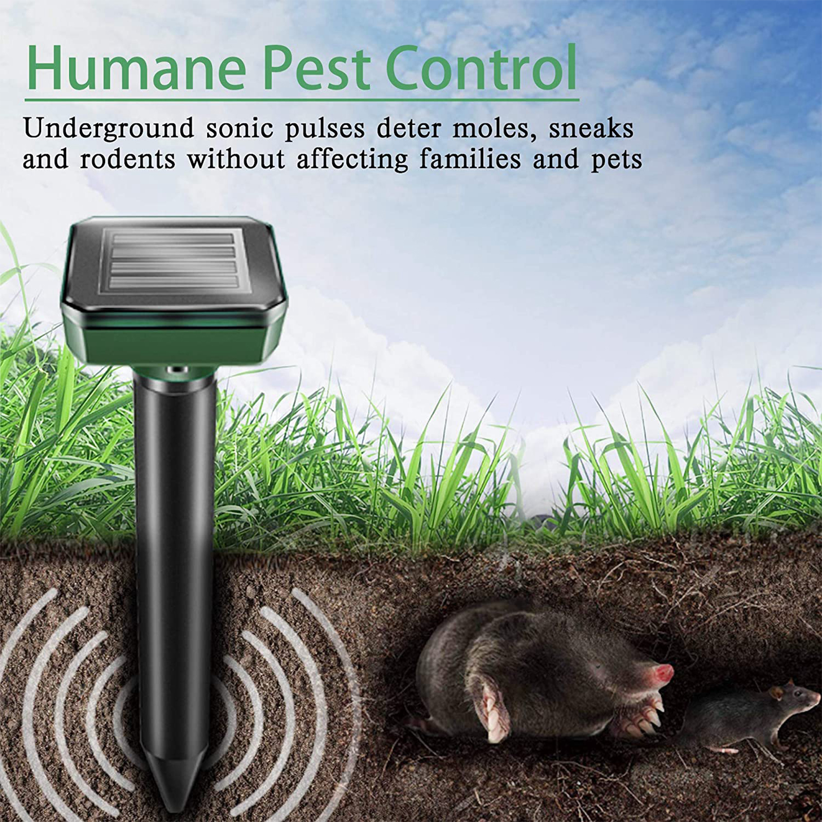 4pcs Solar Mouse Repeller Ultrasonic Outdoor Built-in Buzzer Vibrating Electronic Led Farm Snake Repellent Round