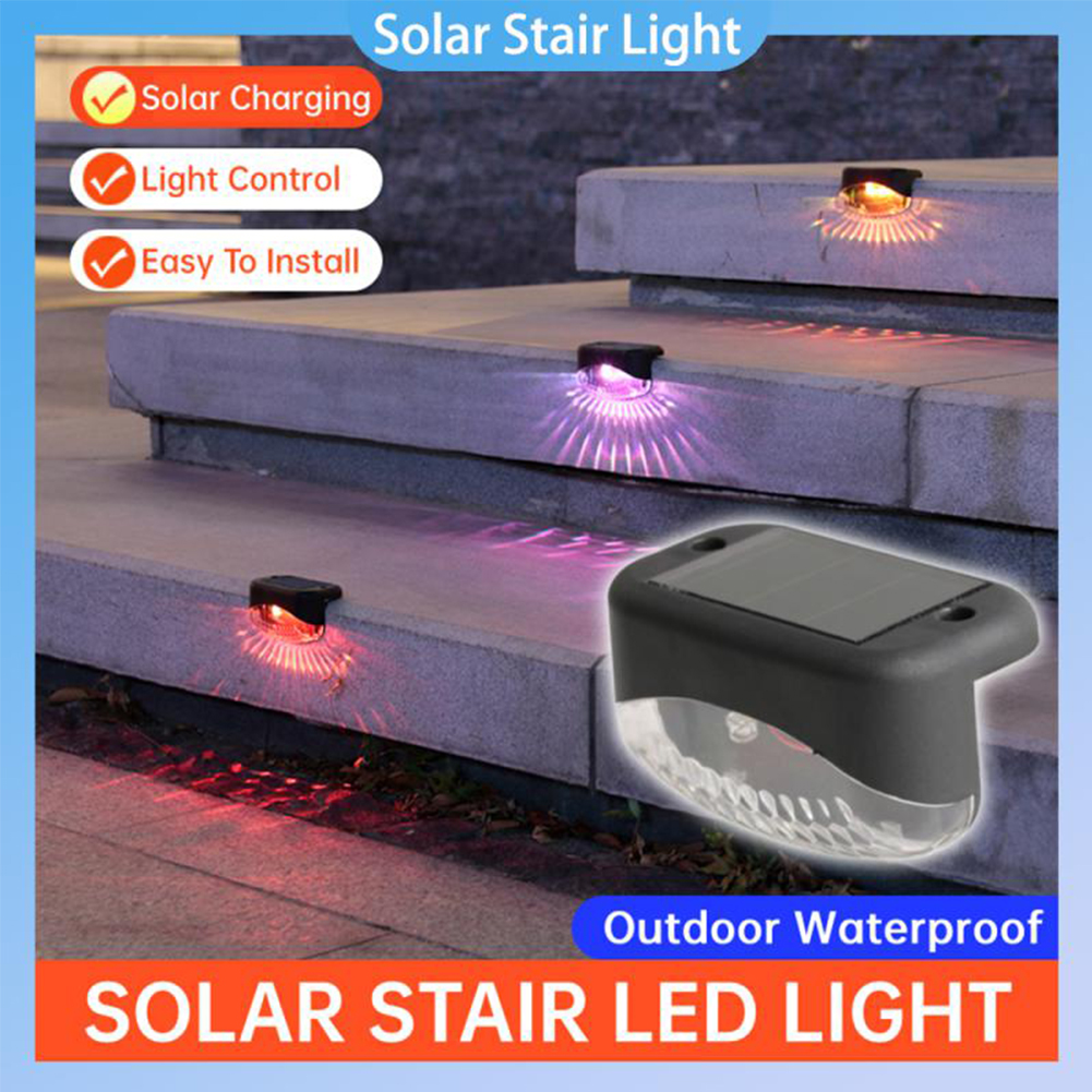 4pcs Solar Led Stairs Light Outdoor Waterproof Lamps Cold White