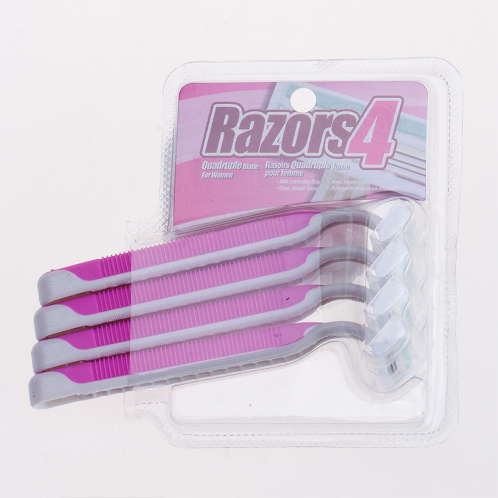 4pcs Women Razors Disposable Non-slip Manual Shaver Leg Hair Armpit Hair Remover 3-layer Blades