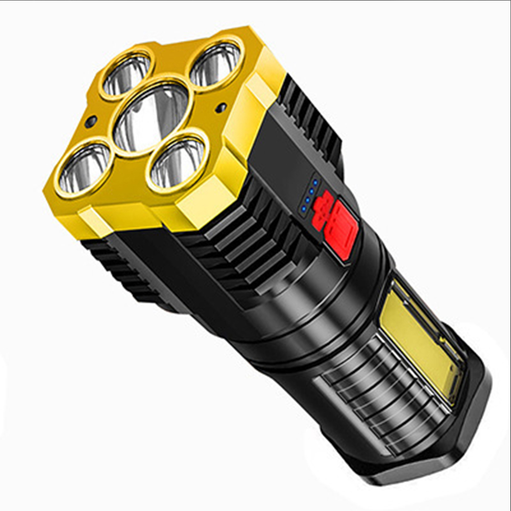 5led Super Bright Flashlight USB Rechargeable Outdoor Portable Waterproof Cob Side Light Work Light Multi-function