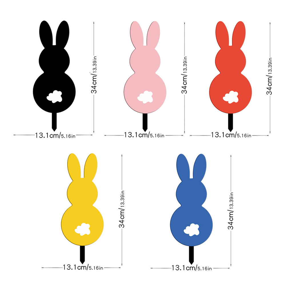5pcs Easter Colorful Rabbit Acrylic Yard Stakes Double Sided Pattern Yard Signs For Outdoor Festival Decoration