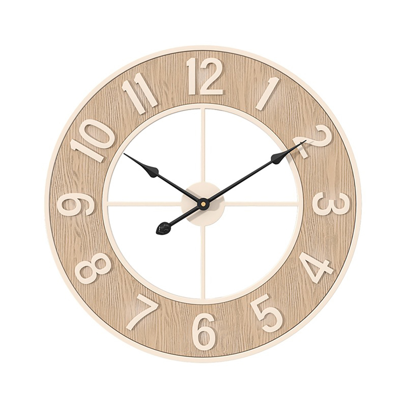 60cm Wall Clocks Silent Non Ticking Wood Grain Wall Clock For Living Room Bedroom Kitchen Office Classroom Decor