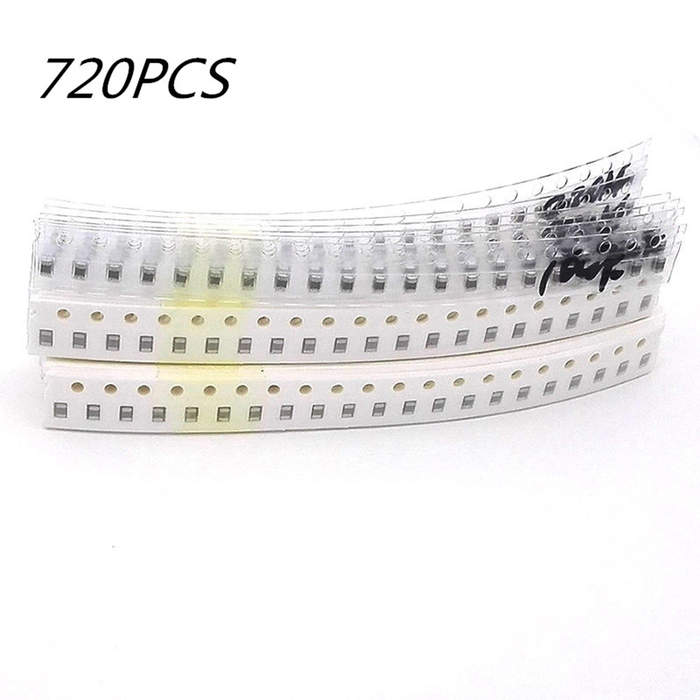 720pcs 0805 SMD Capacitor Kit 36 Kinds High Resistance 1pF~10uF Capacitors for Repair Work Experiments