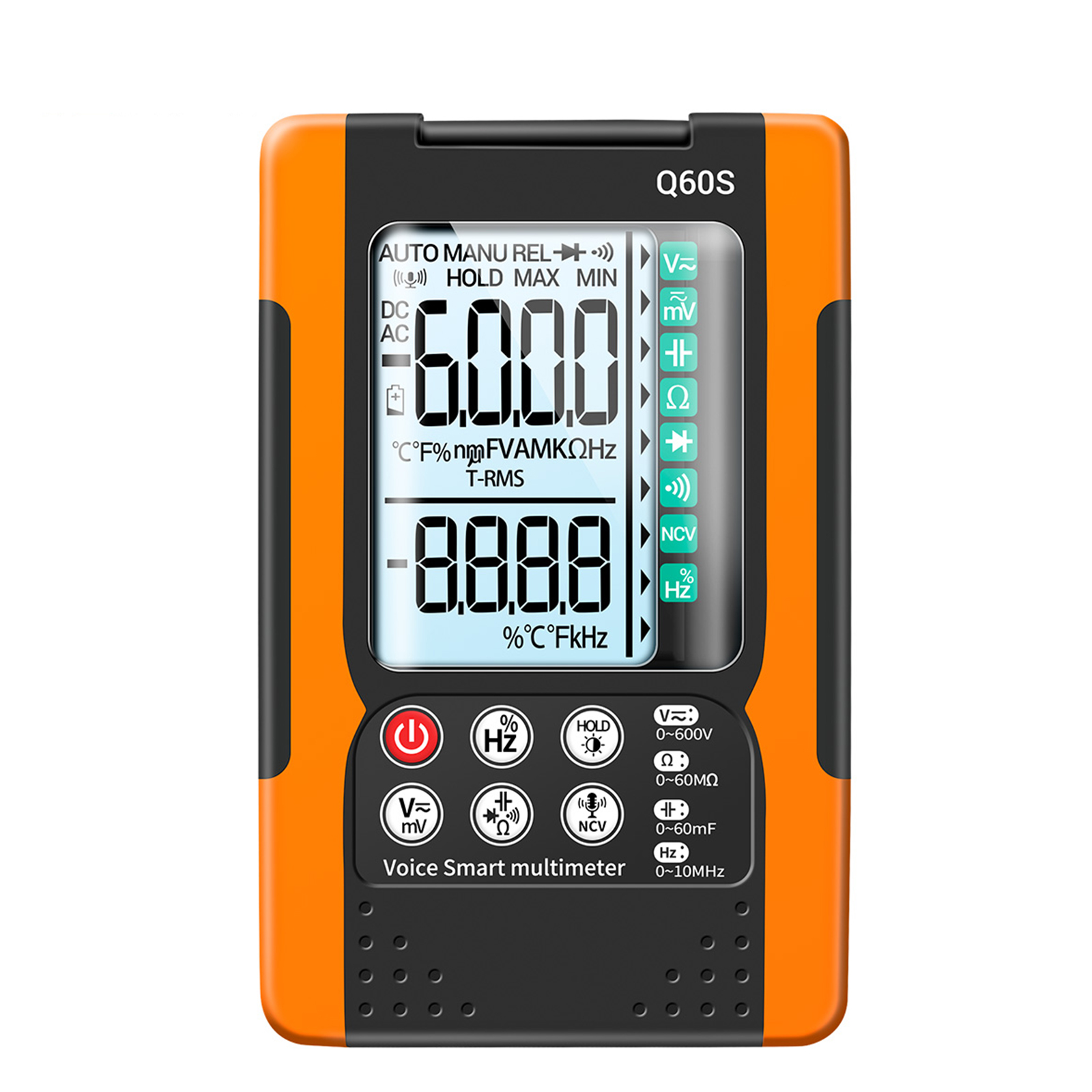 ANENG Q60s Digital Multimeter Ai Voice Recognition Transistor Tester 6000 Counts Trms Automatic Capacitance Meter Red
