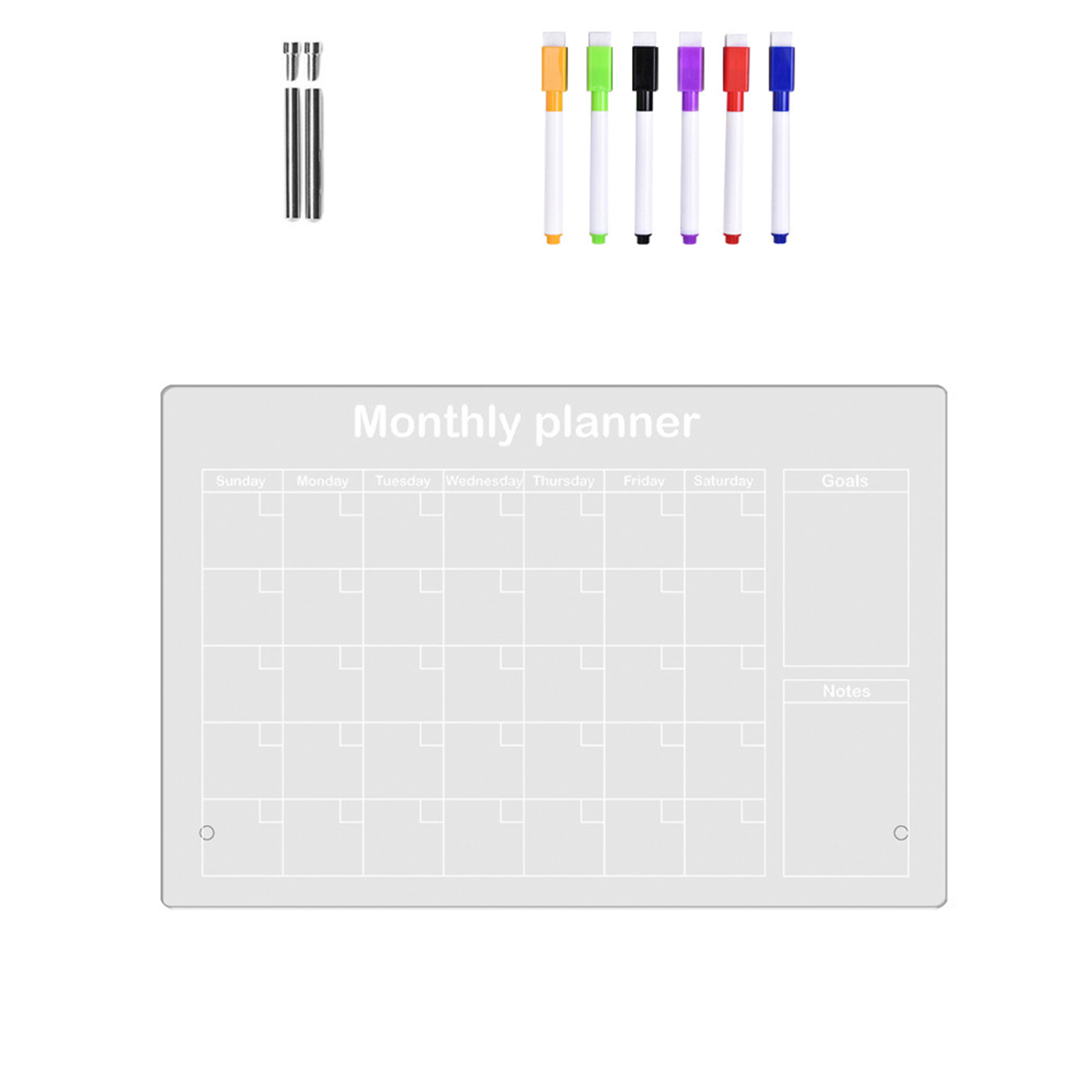 Acrylic Calendar Board Desktop Clear Memo Note Board Monthly Planning Whiteboard With Stand 6 Markers Pen For Office Home School