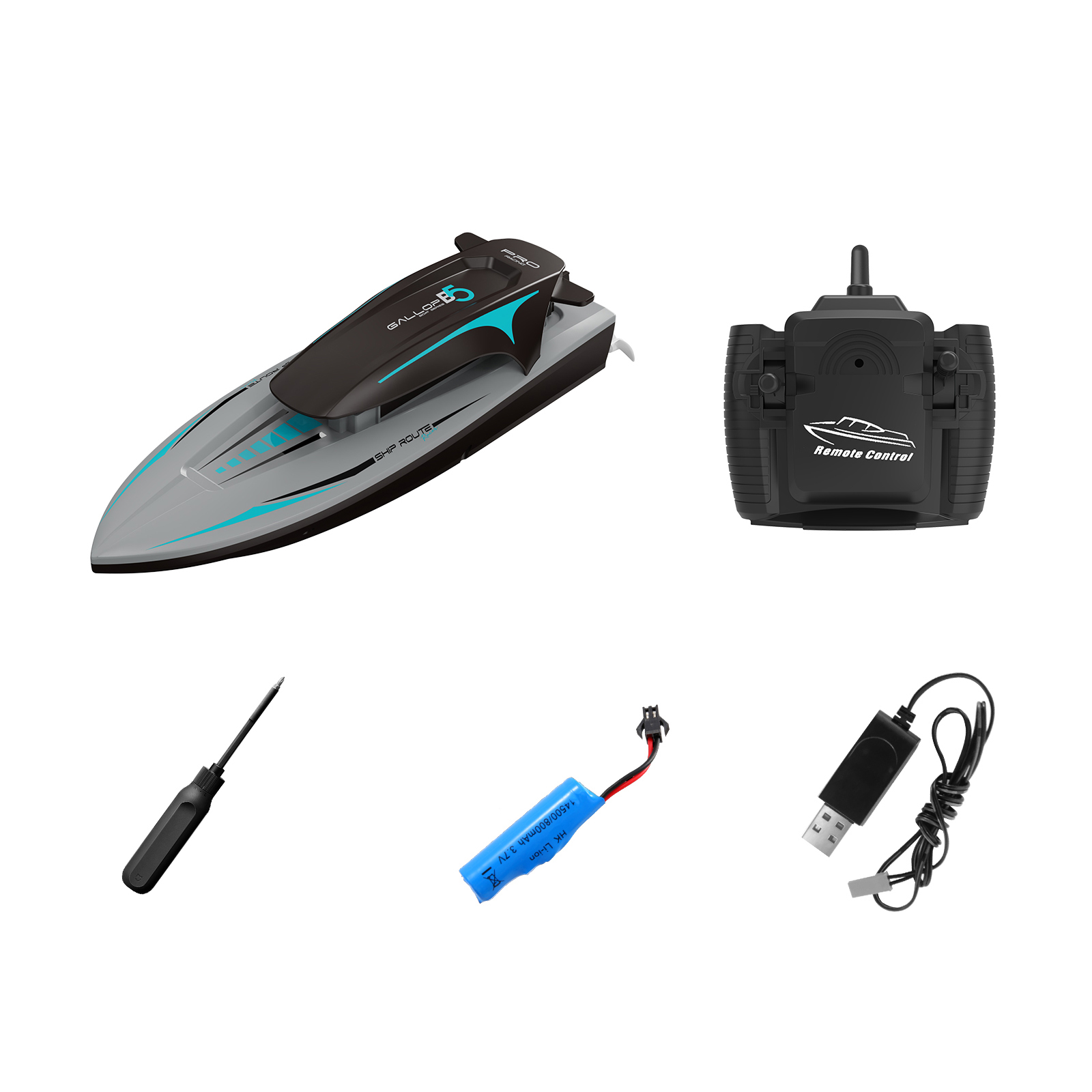 B5 Remote Control Speedboat with Lights 4 Channels Dual Motor 2.4 Ghz Remote Control Boat