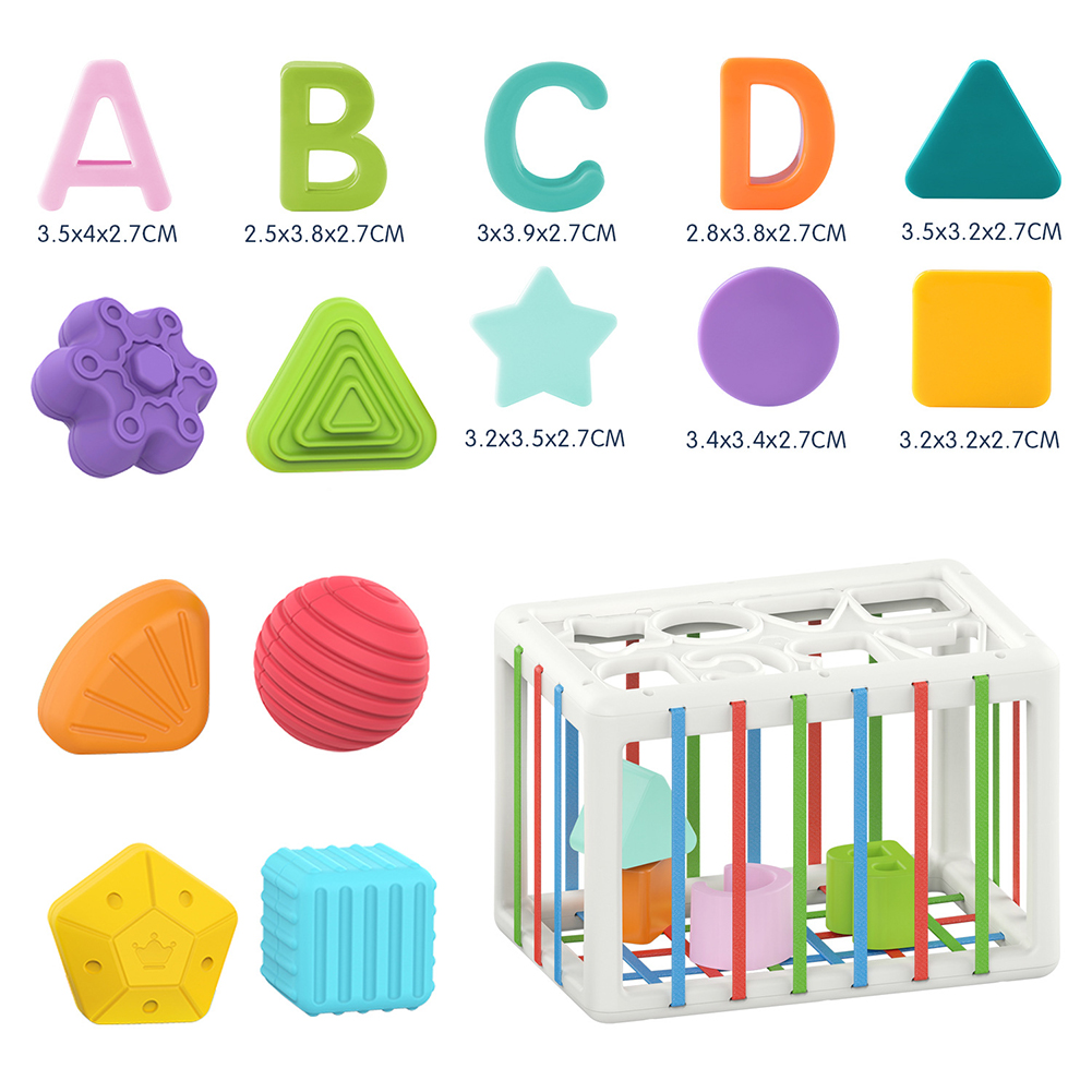 Baby Colorful Building Blocks Rainbow Cube Sorting Game Learning Educational Toys for 0-2 Years Old Children
