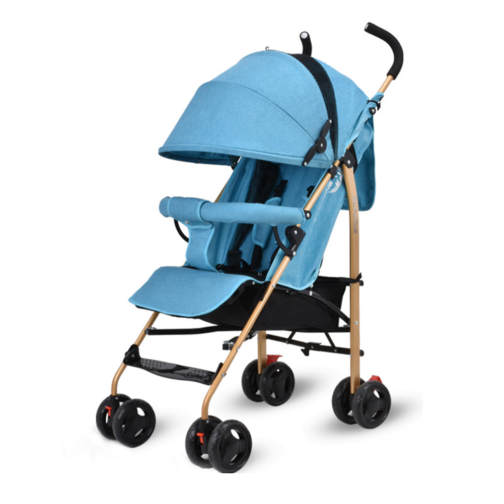 Baby Stroller Four-wheel Foldable Lightweight Baby Carriage with Front Wheel Shock Absorber