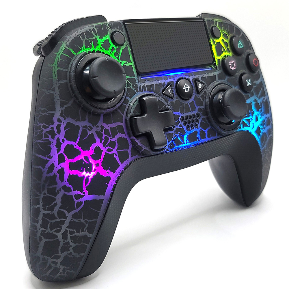 Bluetooth Controller Compatible for Ps4 Game Console Gyroscope Game Handle with Rgb Crack Light