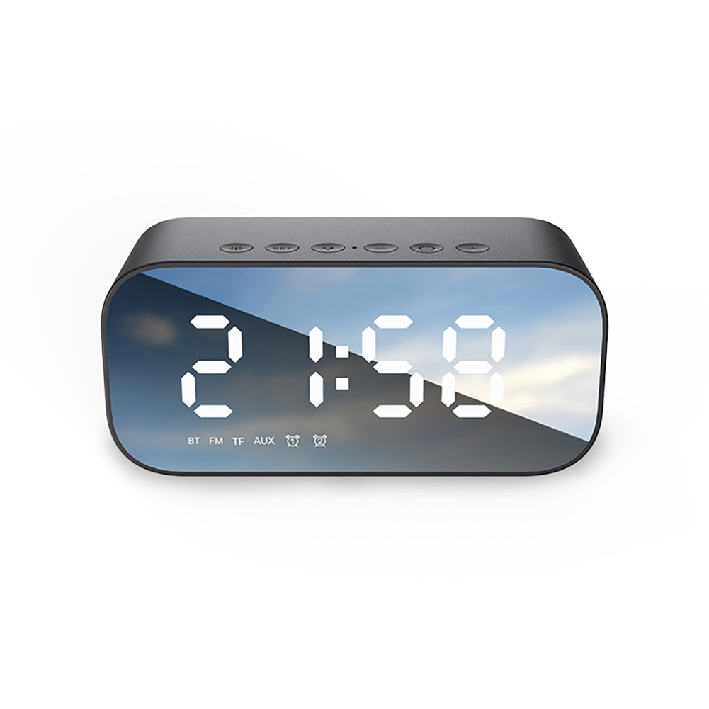 Bluetooth Speaker Alarm Clock Mirror Display Multi-functional Audio With Dual Alarm Mode 3-level Brightness